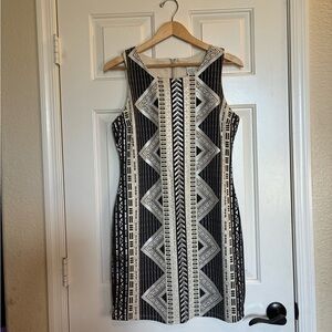 Charlotte Russe Geometric Black and Cream Mini Dress